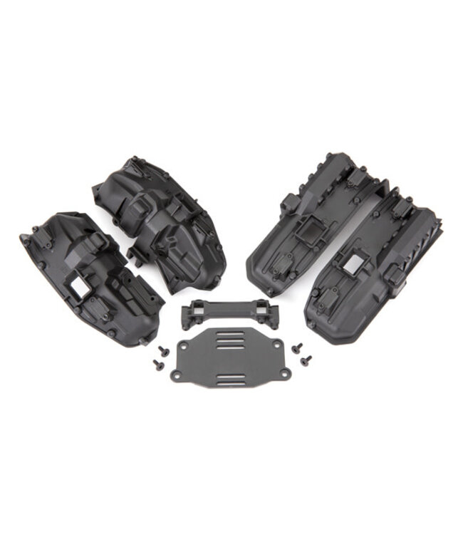 Traxxas Fenders inner (narrow) front & rear (for clipless body mounting) (2 each)/ rock light covers (8)/ battery plate/ body mount/ 3x8 flat-head screws (4) TRX8080X