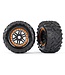 Traxxas Tires & wheels assembled glued (black orange beadlock style wheels TRX8972T