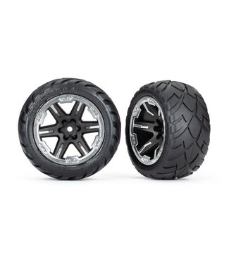 Traxxas Tires & wheels glued (2.8') (RXT black & chrome wheels Anaconda TRX6775X