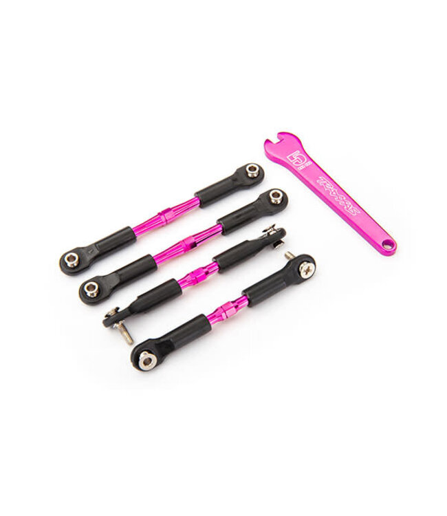 Turnbuckles aluminum (pink-anodized) camber links front 39mm (2) rear 49mm (2) (assembled w/rod ends & hollow balls) TRX3741P