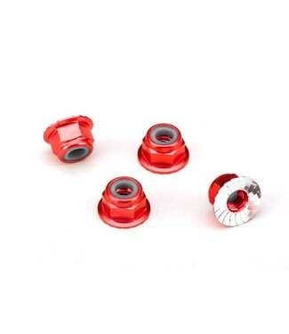 Traxxas Nuts aluminum flanged serrated (4mm) (red-anodized) (4) TRX1747A