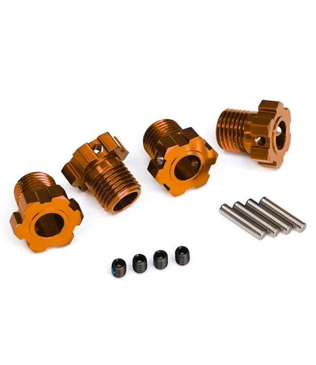 Wheel hubs splined 17mm (orange-anodized) and hardware TRX8654A