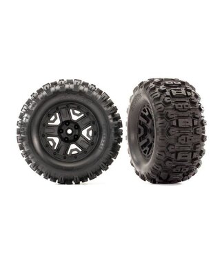 Traxxas (2.8") RUSTLER® 4X4 BLACK WHEELS. SLEDGEHAMMER TIRES TRX6792