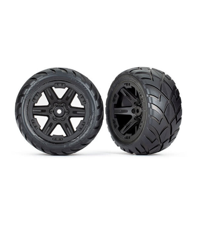 Tires & wheels assembled glued (2.8') (RXT black wheels Anaconda tires foam insert) TRX6768