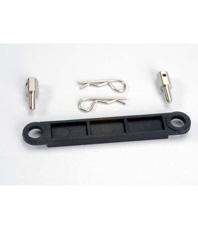 Battery hold-down plate (black)/ metal posts (2)/body clips TRX3727