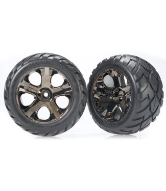 Traxxas Tires & wheels assembled glued (All-Star black chrome)