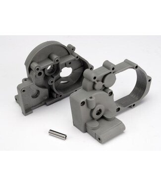 Traxxas Gearbox halves (l&r) (grey) w/ idler gear shaft TRX3691A