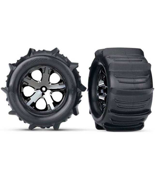 Tires & wheels assembled glued (2.8') Paddle (black chrome) TRX3689