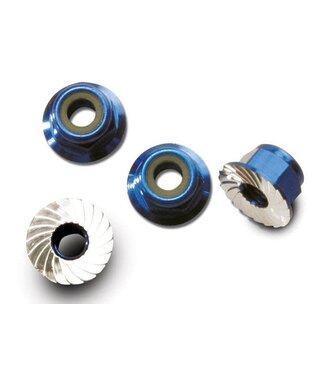 Traxxas Nuts aluminum flanged serrated (4mm) (blue-anodized) (4) TRX1747R