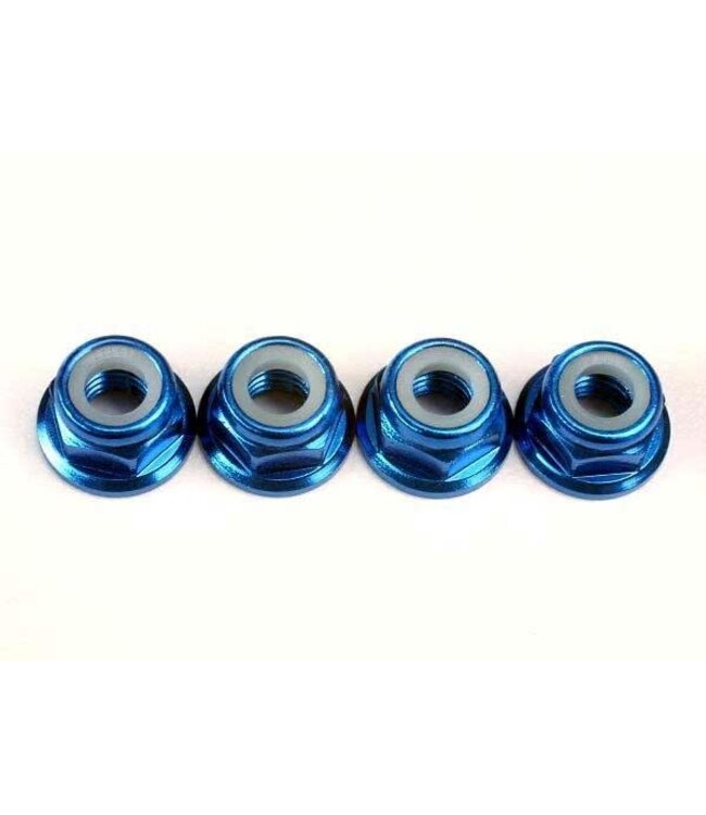 Nuts 5mm flanged nylon locking (aluminum blue-anodized) (4) TRX4147X
