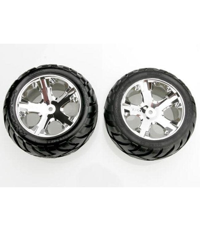 Tires & wheels assembled glued (All Star chrome wheels) TRX3773