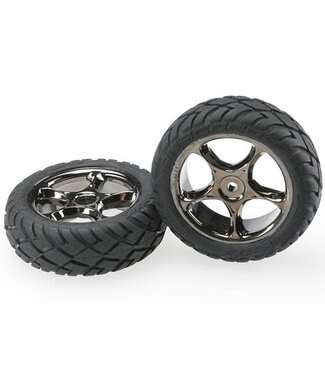 Traxxas Tires & wheels assembled (Tracer 2.2 black chrome wheels TRX2479A