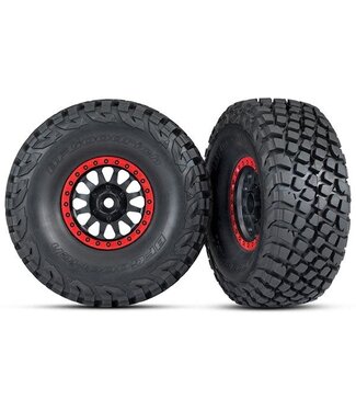 Traxxas Tires assembled glued (Method Racing) black with red beadlock TRX8474