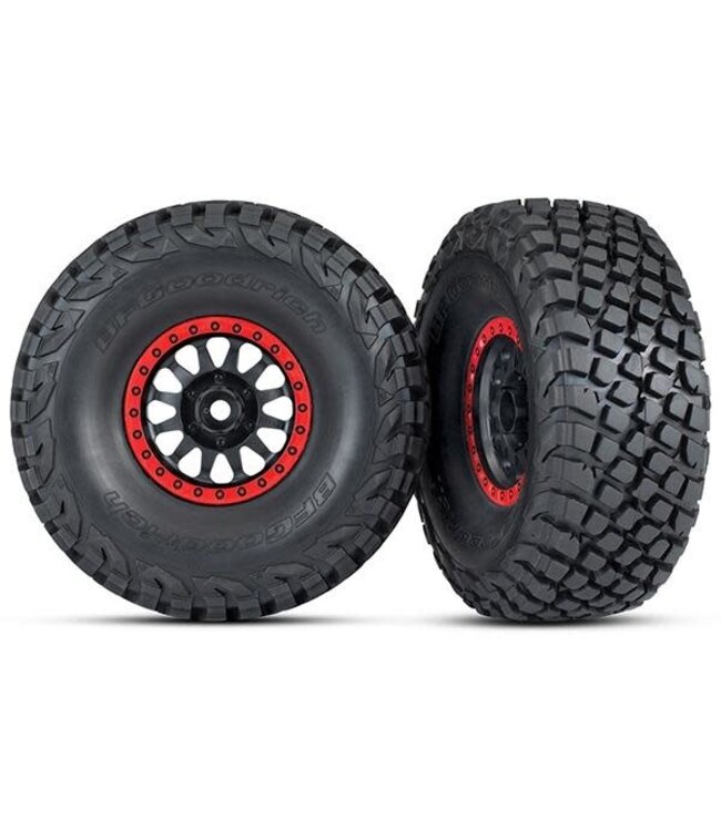 Tires assembled glued (Method Racing) black with red beadlock TRX8474