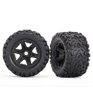 Traxxas Tires & wheels assembled glued (black wheels Talon EXT tires foam inserts)