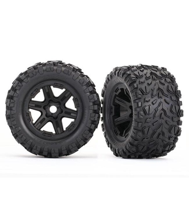 Tires & wheels assembled glued (black wheels Talon EXT 3.8' tires) TRX8672