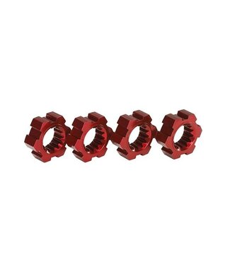 Traxxas Wheel hubs hex (2) hex clips aluminum (red-anodized) (4) TRX7756R