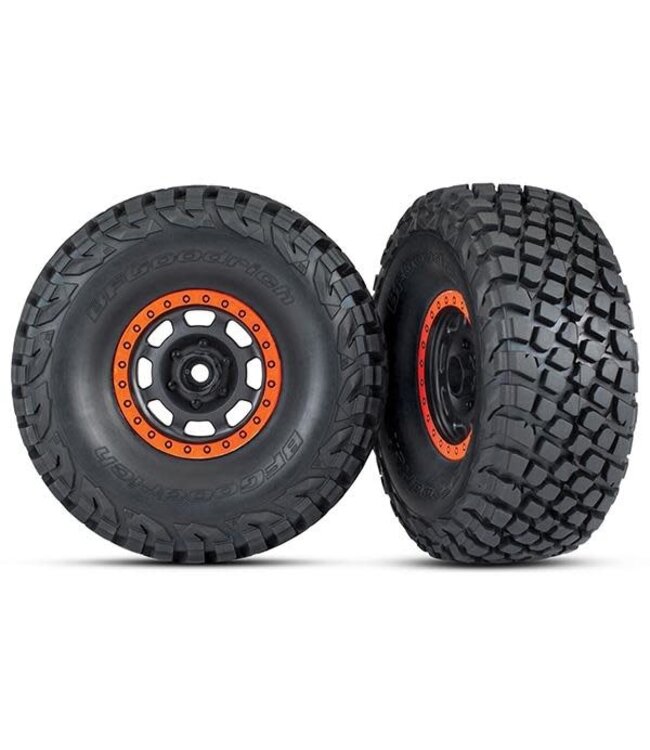 Tires and wheels assembled (black with orange beadlock) TRX8472
