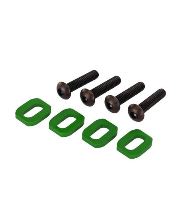 Washers motor mount aluminum (green-anodized) (4) 4x18mm (4) TRX7759G