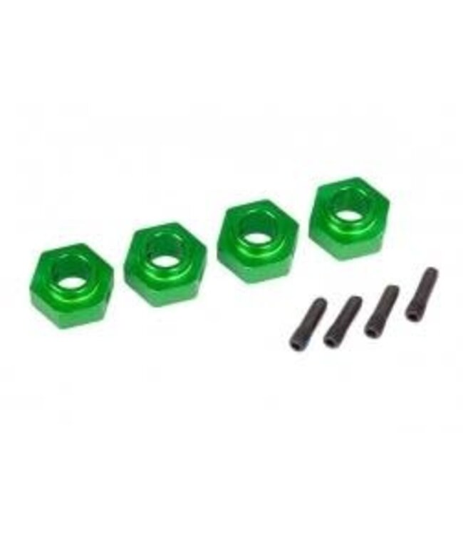 Wheel hubs 12mm hex 6061-T6 aluminum (green-anodized) (4) TRX8269G