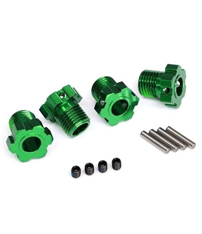 Wheel hubs splined 17mm (green-anodized) and hardware TRX8654G