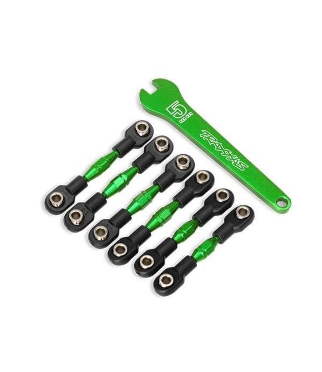 Turnbuckles aluminum (green-anodized) camber links (front) (2) camber links rear steering links (2) TRX8341G