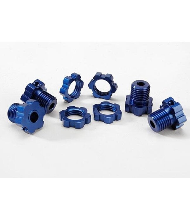 Wheel hubs splined 17mm (blue-anodized) (4)/ wheel nuts s TRX5353X