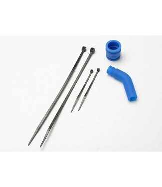 Traxxas Pipe coupler molded (blue) with exhaust deflecter (rubber blue) TRX5245