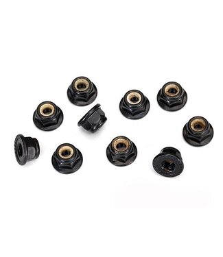 Traxxas Nuts 4mm flanged nylon locking serrated (black) (10) TRX8347
