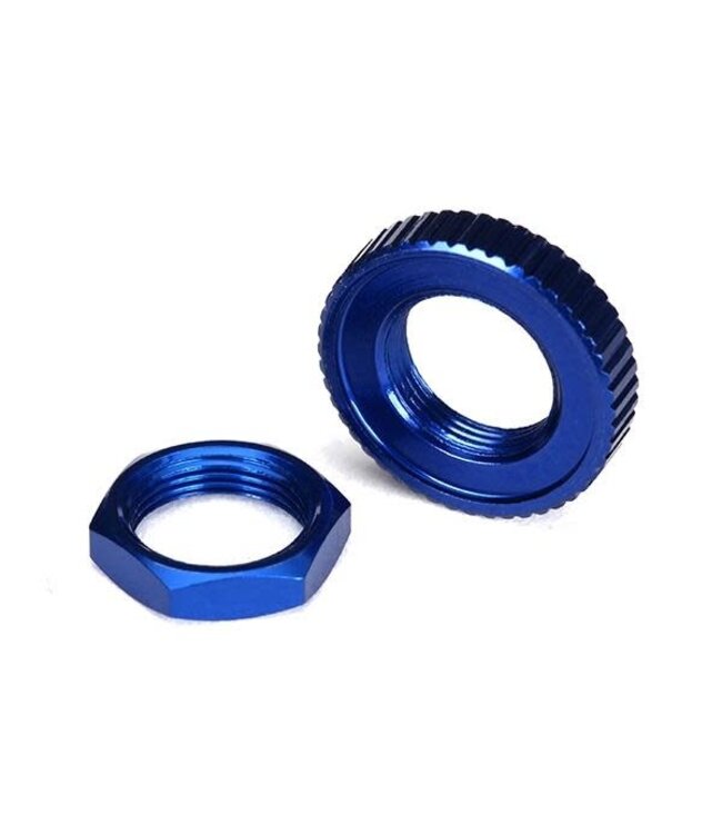 Servo saver nuts aluminum blue-anodized (1) serrated TRX8345