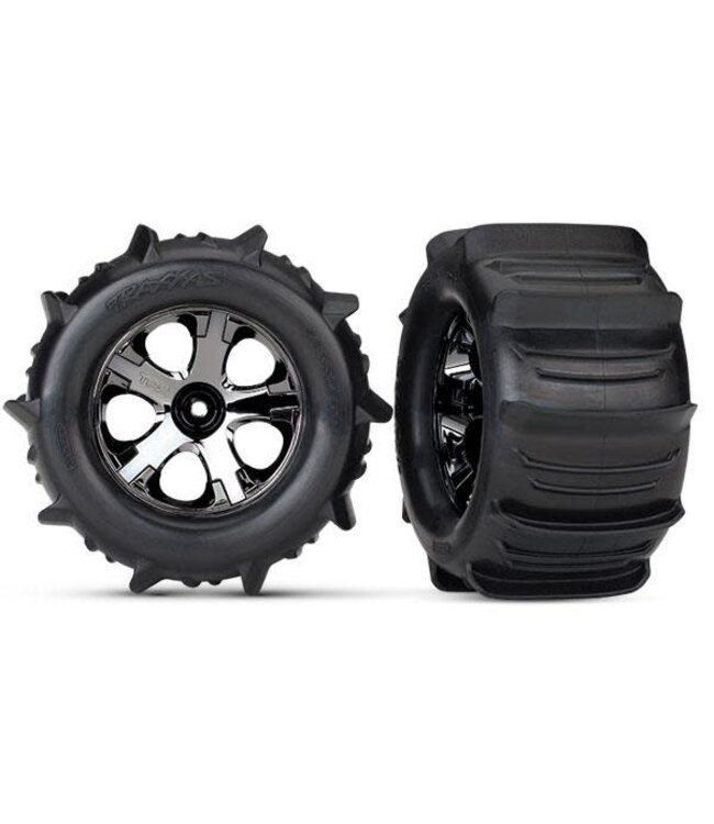 Tires & wheels. assembled. glu2.8 Paddle(Al-Star Black chrom. TRX4175