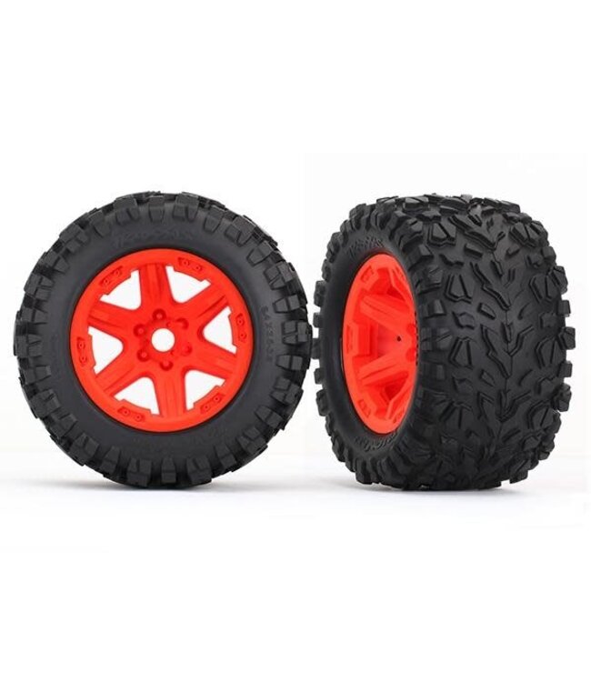 Tires & wheels assembled glued orange Talon EXT tires  TRX8672A