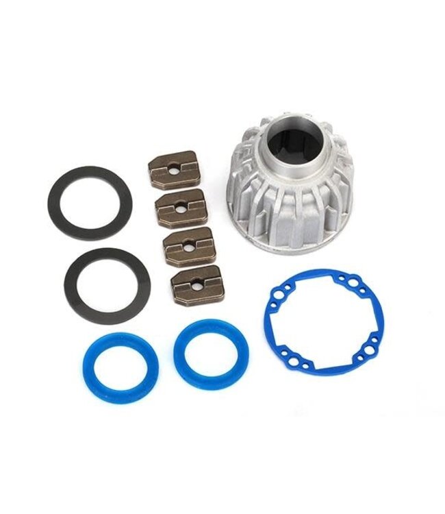 Carrier differential aluminum (front or center) with x-ring gaskets (2) and ring gear TRX8581X