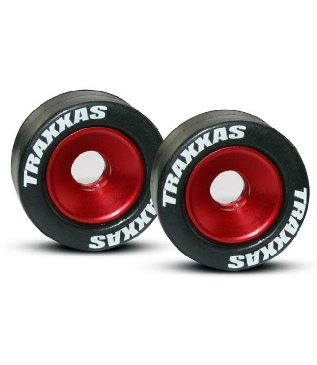 Wheels aluminum (red-anodized) (2) with 5x8mm ball bearings (4) TRX5186