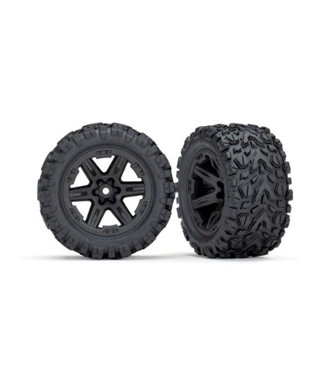 Tires & wheels assembled glued (2.8') (RXT black wheels Talon Extreme tires foam inserts) (4WD electric front/rear 2WD electric front only) (2) (TSM rated)