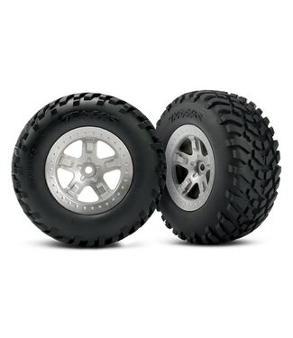 Traxxas Tires & wheels assembled glued (SCT satin chrome wheels TRX5873