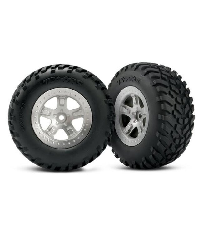 Tires & wheels assembled glued (SCT satin chrome wheels TRX5873