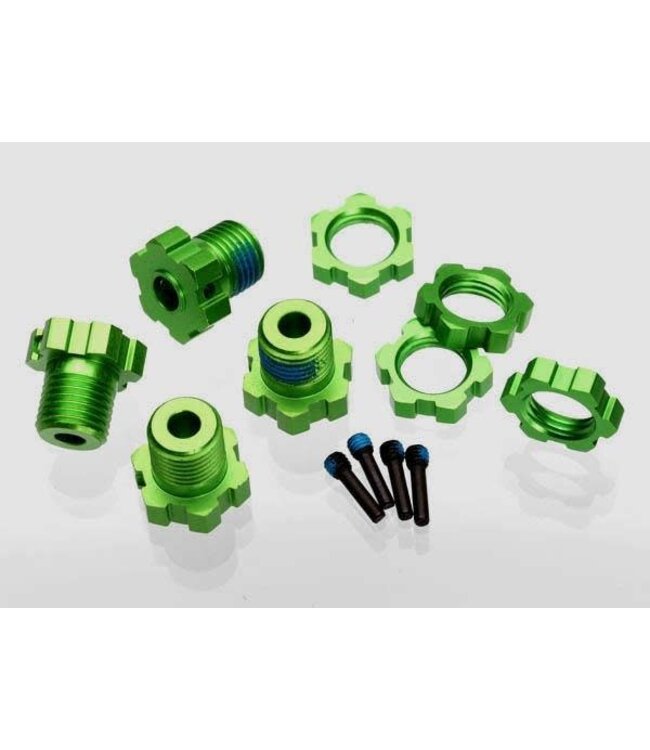 Wheel hubs splined 17mm (green-anodized) (4) with wheel nuts (4) TRX5353G