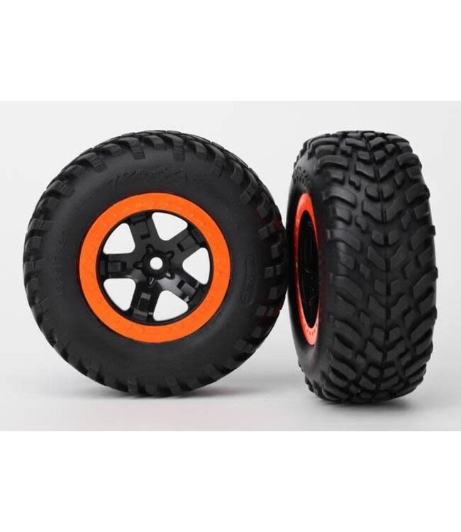 Tires & wheels assembled glued (SCT black orange beadlock TRX5863