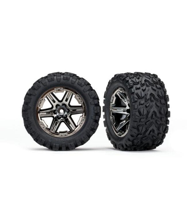 Tires & wheels assembled glued (2.8') (RXT black chrome wheels Talon Extreme tires foam inserts) (4WD electric front/rear 2WD electric front only) (2) (TSM rated)