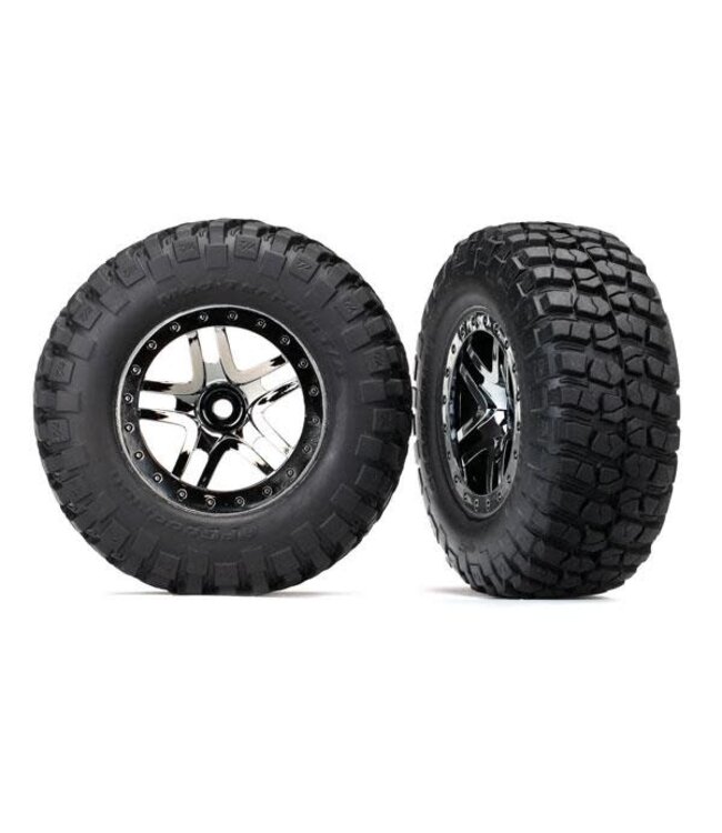 Tires & wheels glued (SCT Split-Spoke black chrome beadlock style rim) BFGoodrich TRX6873T
