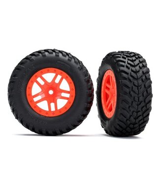 Traxxas Tires & wheels assembled glued (SCT Split-Spoke orange wheels SCT TRX5892