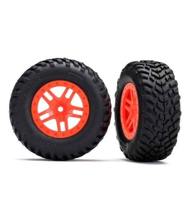 Tires & wheels assembled glued (SCT Split-Spoke orange wheels SCT TRX5892