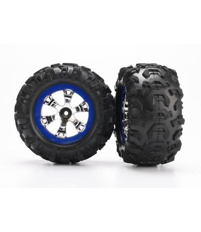 Tires and wheels assembled glued (Geode chrome blue beadlock) TRX7274