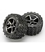Traxxas Tires and wheels assembled glued (Gemini black chrome wheel) TRX7174A