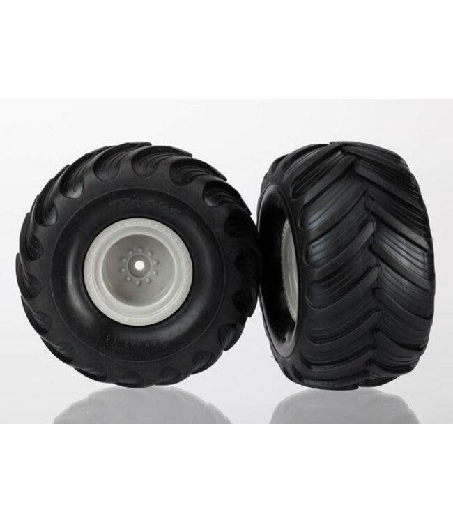 Tires & wheels assembled (Monster Jam replica grey wheels) TRX7265