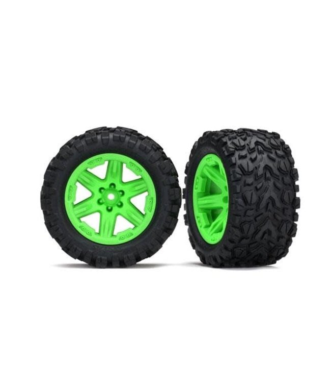 Tires & wheels assembled glued (2.8') (RXT green wheels Talon Extreme tires foam inserts) (4WD electric TRX6773G