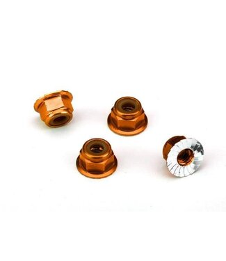 Traxxas Nuts aluminum flanged serrated (4mm) (orange-anodized) (4) TRX1747T