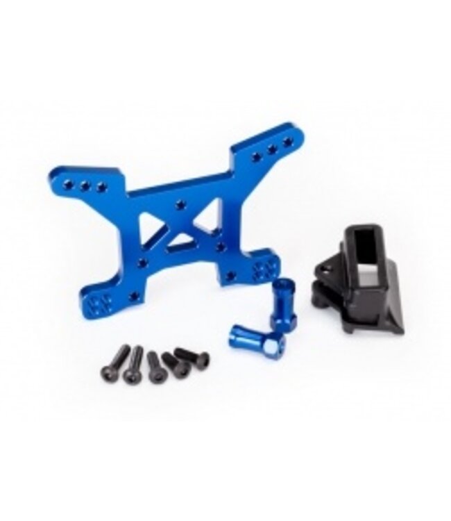 Shock tower front 7075-T6 aluminum (blue-anodized) (1) with body mount bracket (1) TRX6739X