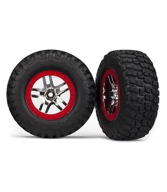 Traxxas Tires & wheels glued (SCT Split-Spoke chrome red beadlock style rim) BFGoodrich TRX6873A